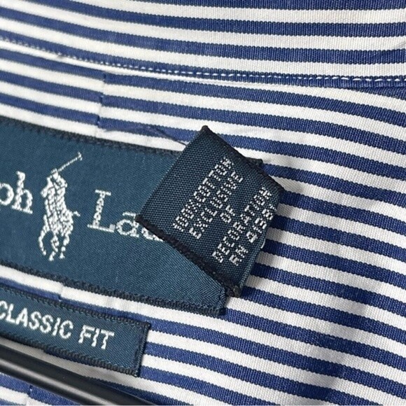 Ralph Lauren Shirt Mens 3XB Classic Fit Vertical Stripe Button Down Coastal Blue - Picture 12 of 12